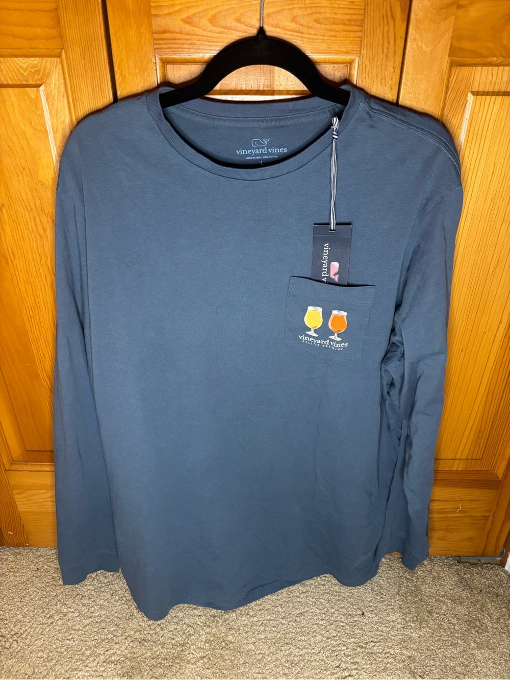 Vineyard Vines Men’s Long-Sleeve Pocket Tee — Slate Blue